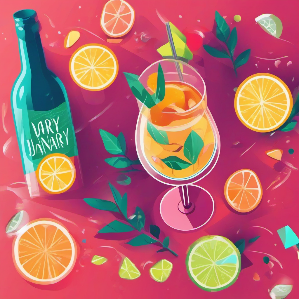 Colorful mocktails with fresh herbs and citrus garnishes on marble countertop with bartending tools