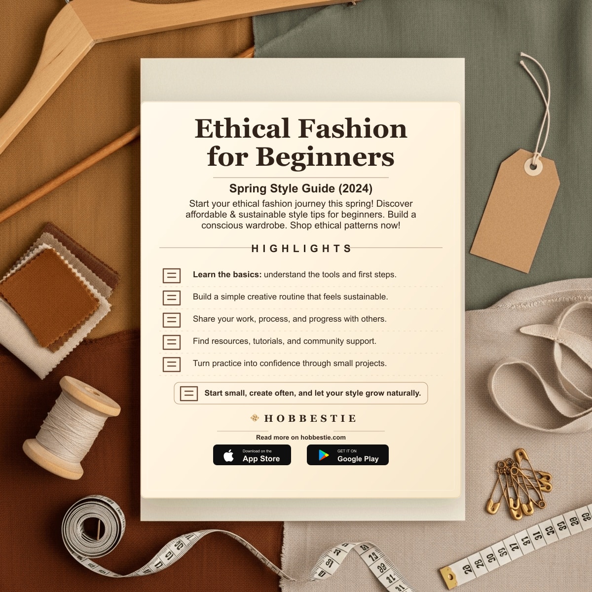 Hobbestie paper editorial summary graphic for Ethical Fashion for Beginners: Spring Style Guide (2024)